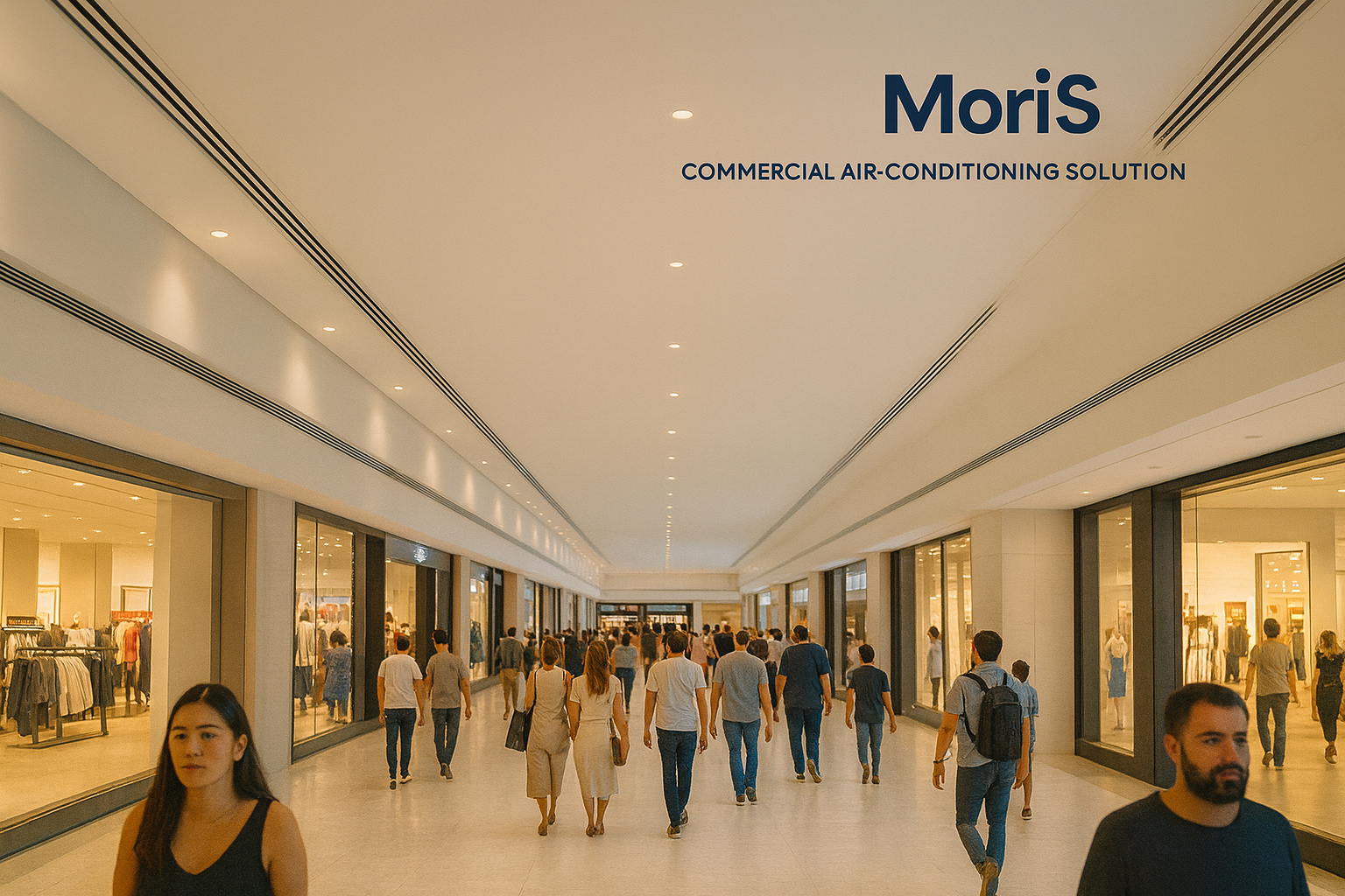 Modern office floor with concealed linear diffusers and glass partitions